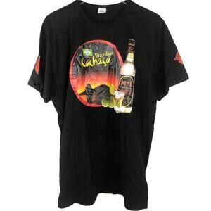 Vintage Brasilian Cachaca Pitu Promotional Mens Black T-Shirt Size XXL‎